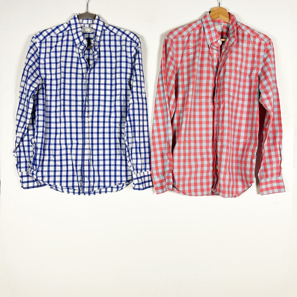 Crewcuts boys gingham plaid shirts set of 2 sizes 14 and 16